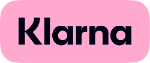 Klarna logo on a pink background